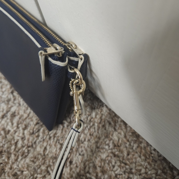 EUC Rare Coach Midnight Blue Crossgrain Double Compartment Wallet/Wristlet - Picture 7 of 9